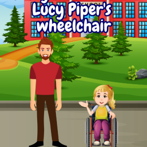 Henry Jenkins fixes Lucy Piper's wheelchair